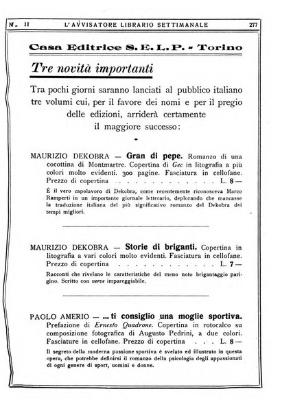 L'avvisatore librario settimanale bollettino bibliografico