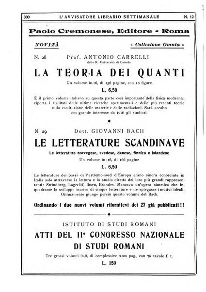 L'avvisatore librario settimanale bollettino bibliografico