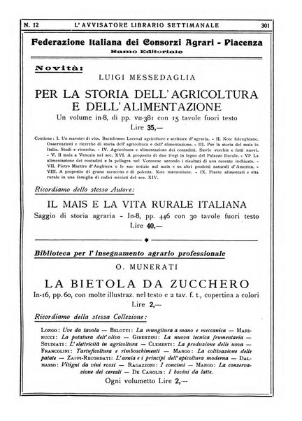 L'avvisatore librario settimanale bollettino bibliografico