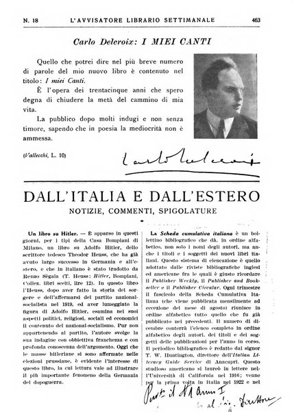 L'avvisatore librario settimanale bollettino bibliografico