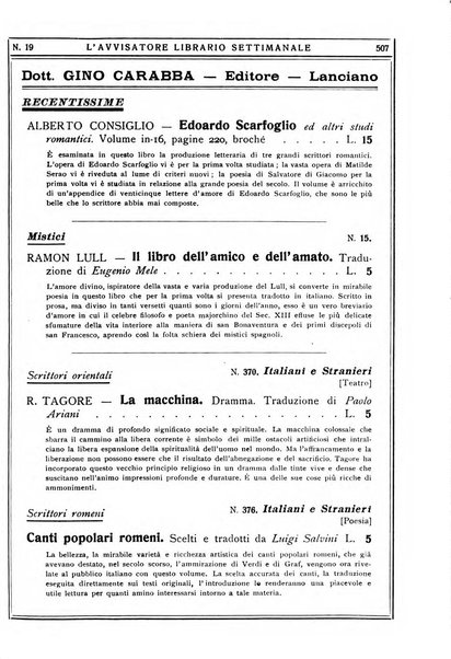 L'avvisatore librario settimanale bollettino bibliografico