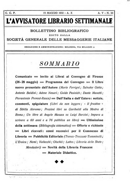 L'avvisatore librario settimanale bollettino bibliografico