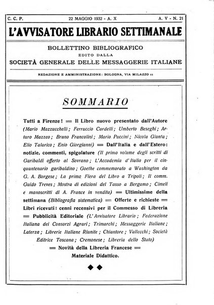 L'avvisatore librario settimanale bollettino bibliografico