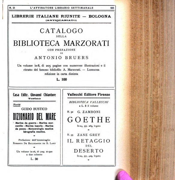 L'avvisatore librario settimanale bollettino bibliografico