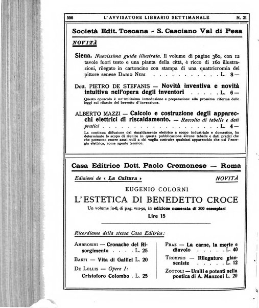 L'avvisatore librario settimanale bollettino bibliografico