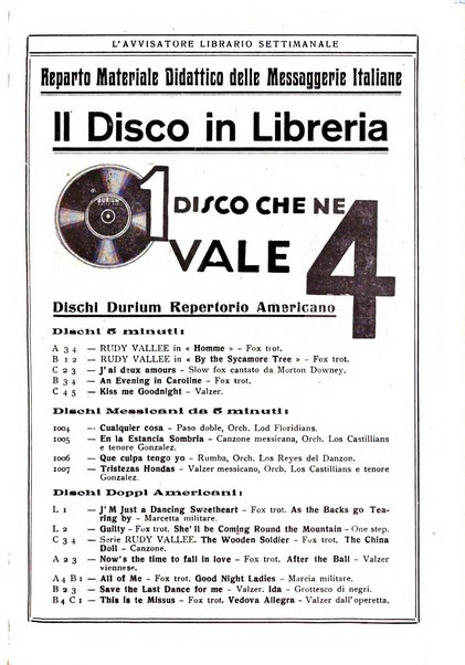 L'avvisatore librario settimanale bollettino bibliografico