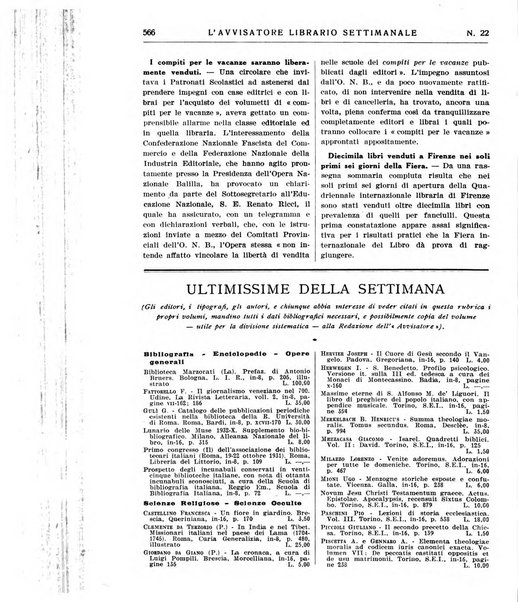 L'avvisatore librario settimanale bollettino bibliografico