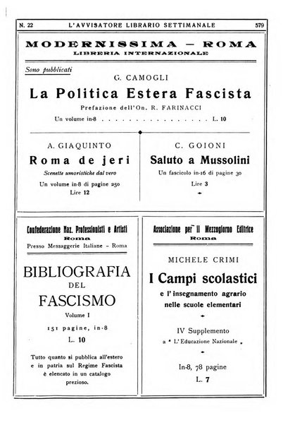 L'avvisatore librario settimanale bollettino bibliografico