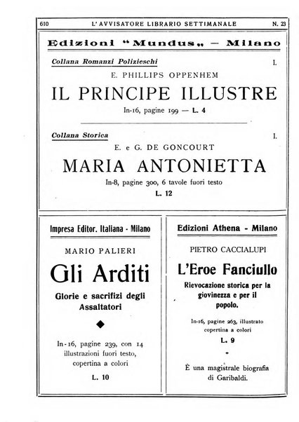 L'avvisatore librario settimanale bollettino bibliografico