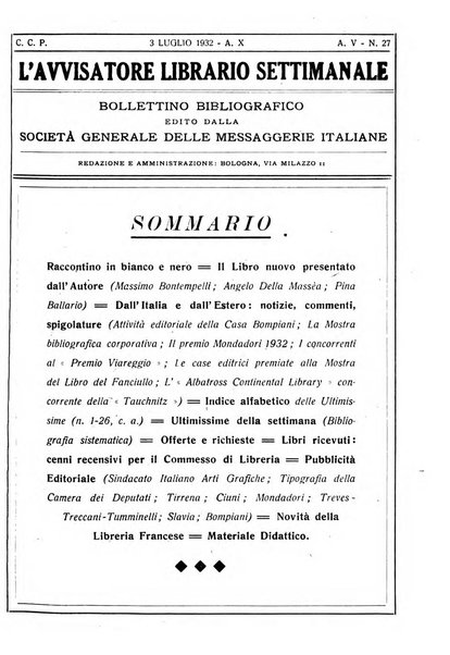 L'avvisatore librario settimanale bollettino bibliografico