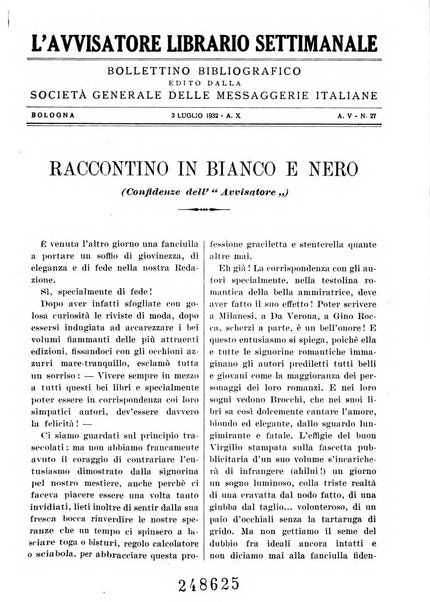 L'avvisatore librario settimanale bollettino bibliografico