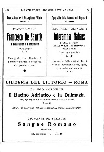 L'avvisatore librario settimanale bollettino bibliografico