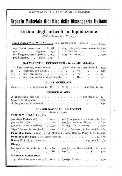 L'avvisatore librario settimanale bollettino bibliografico