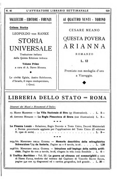 L'avvisatore librario settimanale bollettino bibliografico