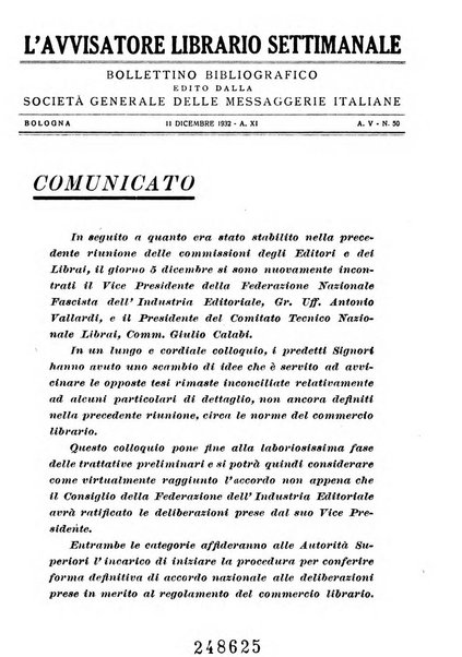 L'avvisatore librario settimanale bollettino bibliografico