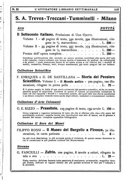 L'avvisatore librario settimanale bollettino bibliografico