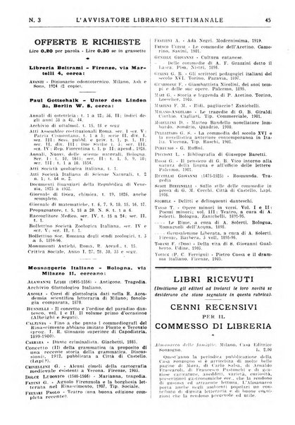 L'avvisatore librario settimanale bollettino bibliografico