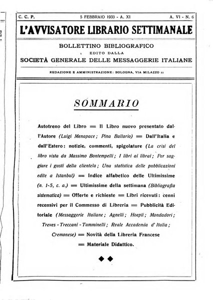 L'avvisatore librario settimanale bollettino bibliografico