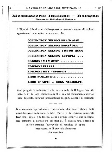 L'avvisatore librario settimanale bollettino bibliografico