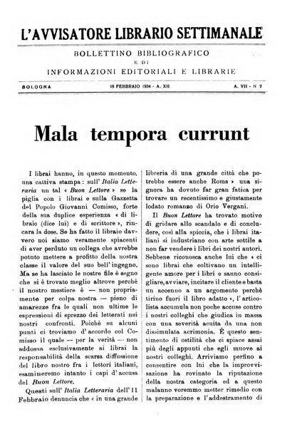 L'avvisatore librario settimanale bollettino bibliografico