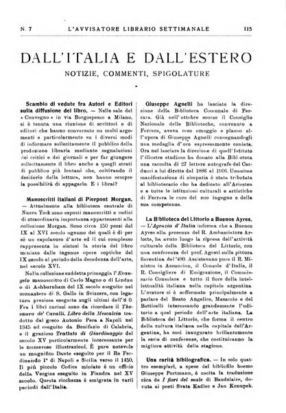 L'avvisatore librario settimanale bollettino bibliografico