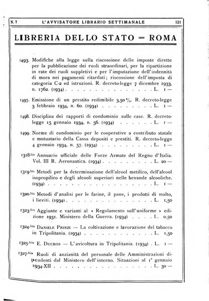 L'avvisatore librario settimanale bollettino bibliografico