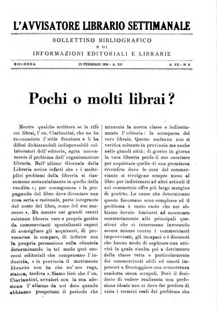 L'avvisatore librario settimanale bollettino bibliografico