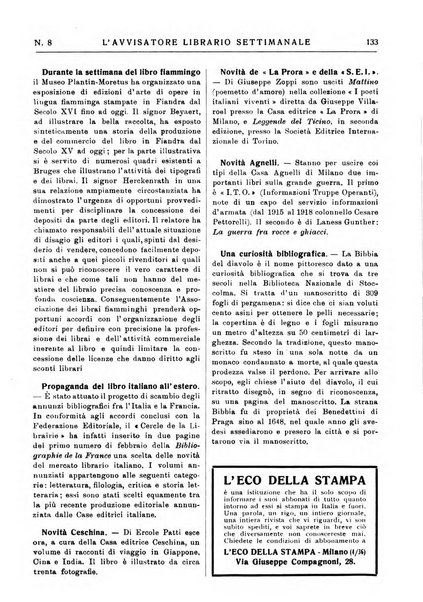 L'avvisatore librario settimanale bollettino bibliografico