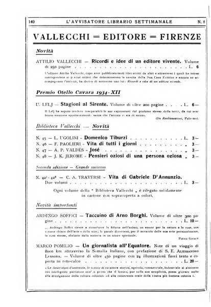 L'avvisatore librario settimanale bollettino bibliografico