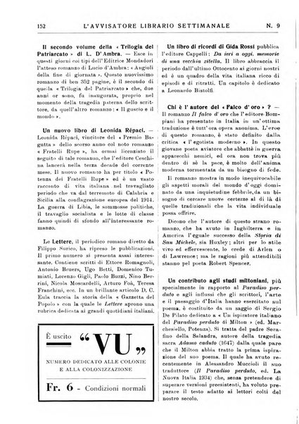 L'avvisatore librario settimanale bollettino bibliografico