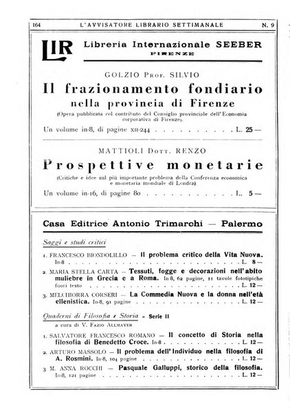 L'avvisatore librario settimanale bollettino bibliografico