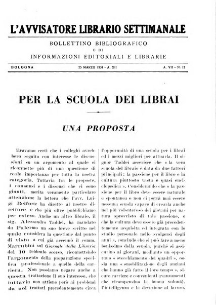 L'avvisatore librario settimanale bollettino bibliografico