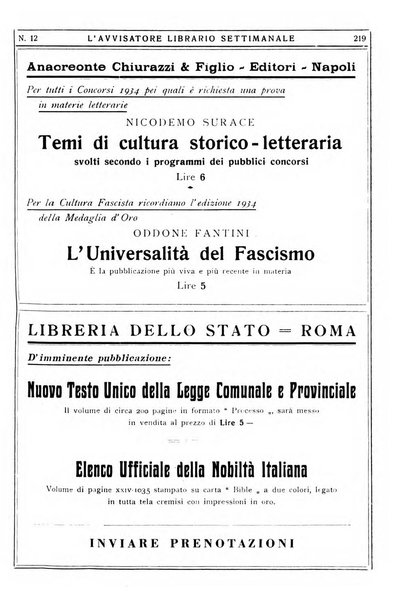 L'avvisatore librario settimanale bollettino bibliografico