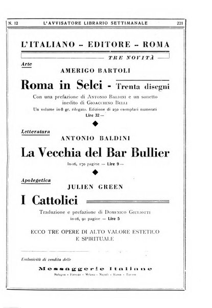 L'avvisatore librario settimanale bollettino bibliografico