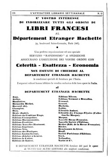 L'avvisatore librario settimanale bollettino bibliografico