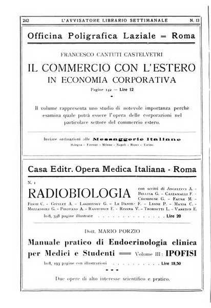 L'avvisatore librario settimanale bollettino bibliografico