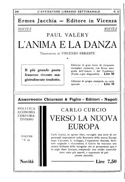 L'avvisatore librario settimanale bollettino bibliografico