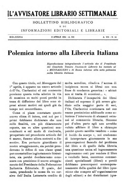 L'avvisatore librario settimanale bollettino bibliografico