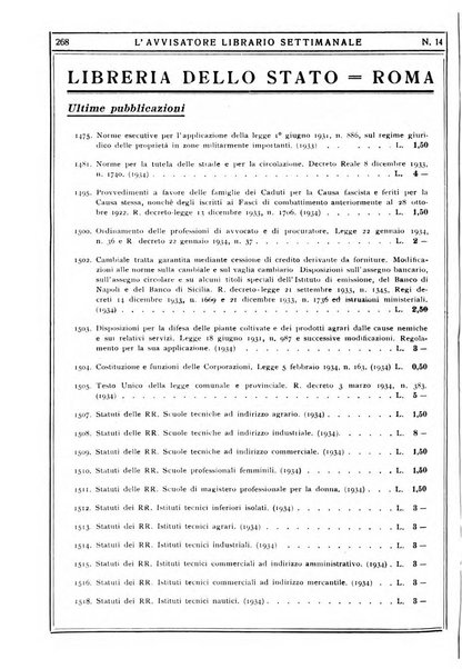 L'avvisatore librario settimanale bollettino bibliografico