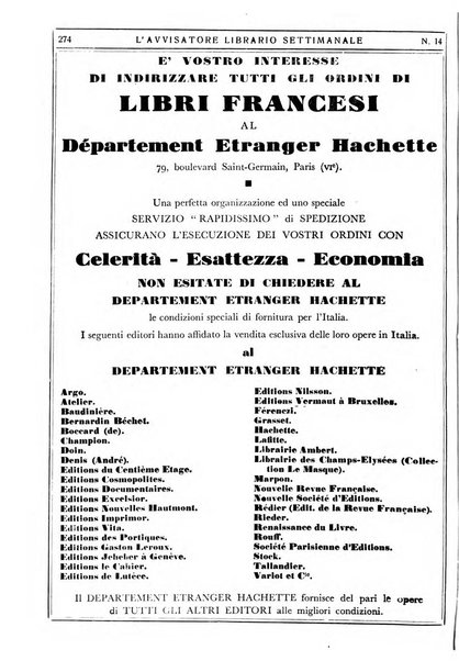 L'avvisatore librario settimanale bollettino bibliografico