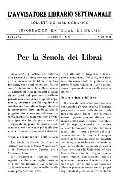 L'avvisatore librario settimanale bollettino bibliografico