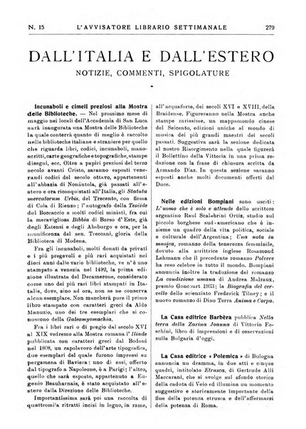 L'avvisatore librario settimanale bollettino bibliografico