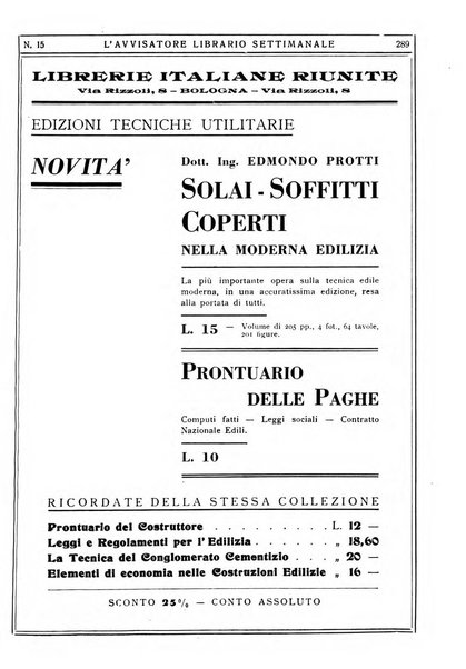 L'avvisatore librario settimanale bollettino bibliografico