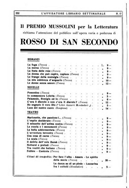 L'avvisatore librario settimanale bollettino bibliografico