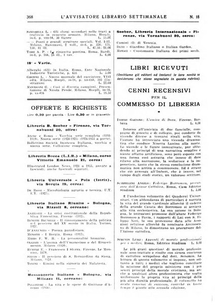 L'avvisatore librario settimanale bollettino bibliografico