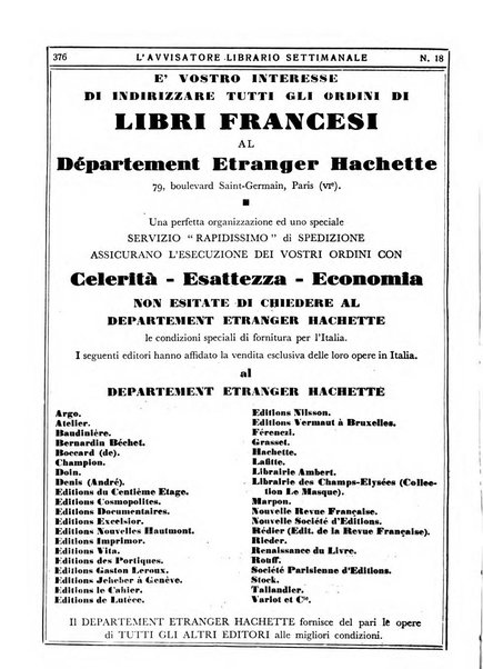 L'avvisatore librario settimanale bollettino bibliografico