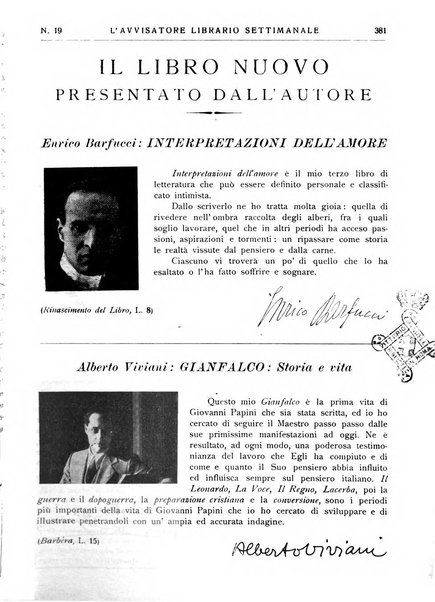 L'avvisatore librario settimanale bollettino bibliografico