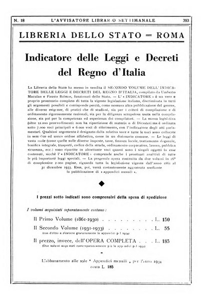 L'avvisatore librario settimanale bollettino bibliografico