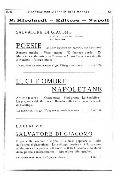 L'avvisatore librario settimanale bollettino bibliografico