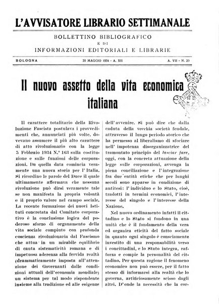 L'avvisatore librario settimanale bollettino bibliografico